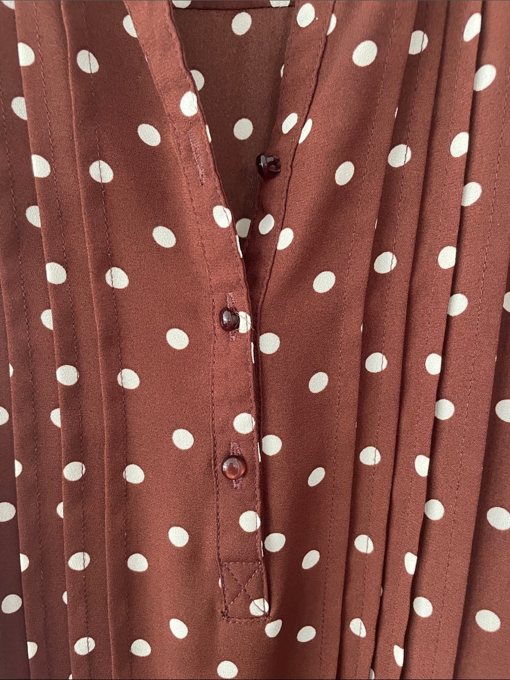 Classic Sleeveless Polka Dot Midi Dress - Brown & White size 6 - Picture 2 of 6